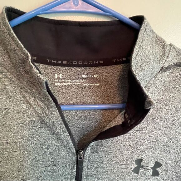 Men’s Size Small S Threadborne Under Armour pullover shirt loose 1/4 zip gray - Picture 2 of 3